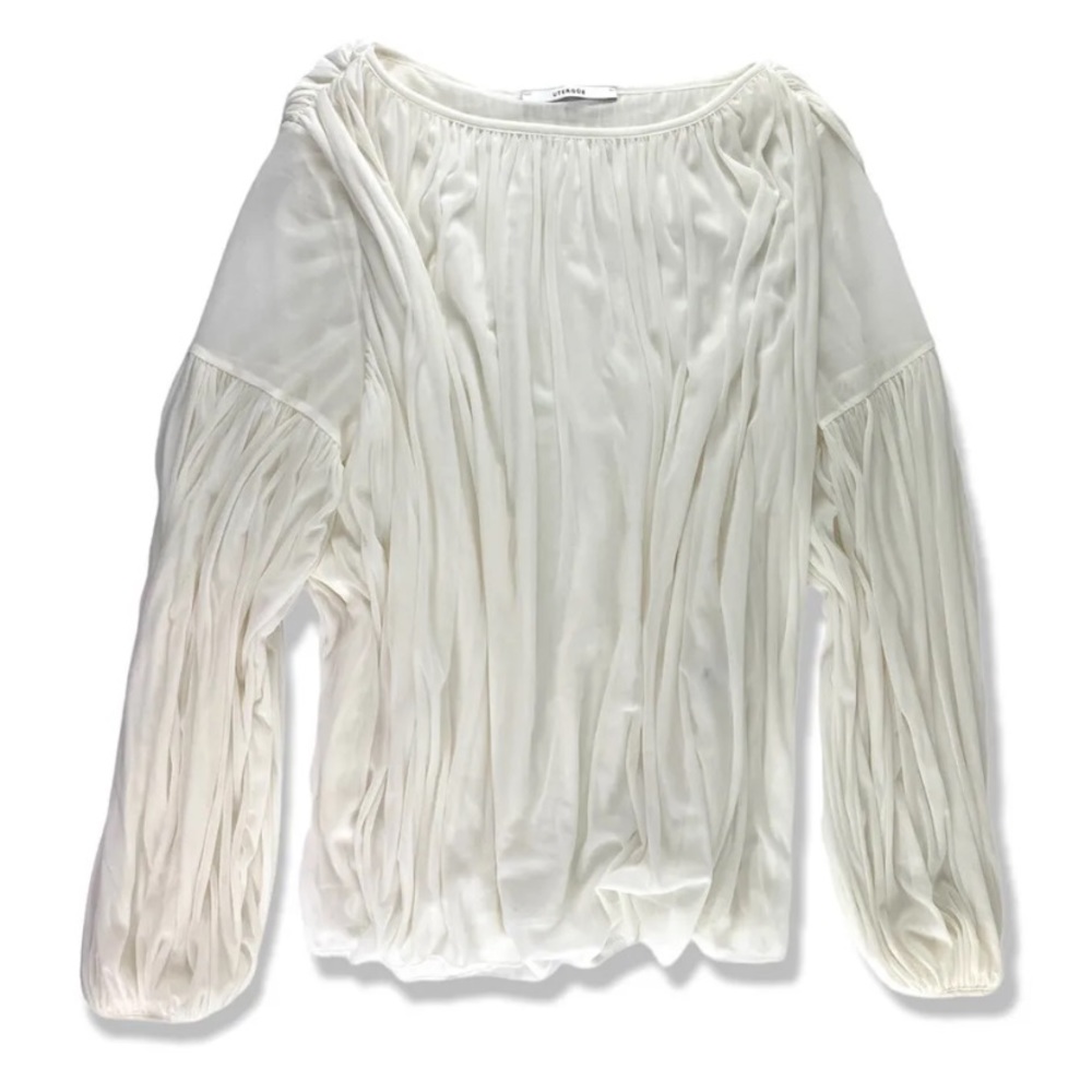 UTERQUE White Pheasant Long Sleeve Blouse